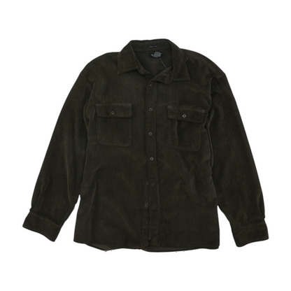 Brown Solid Flannel Button Down