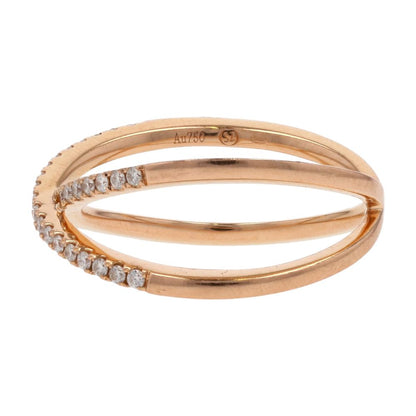 1/5 Ct 18K Rose Gold Diamond Crossover Stackable Ring