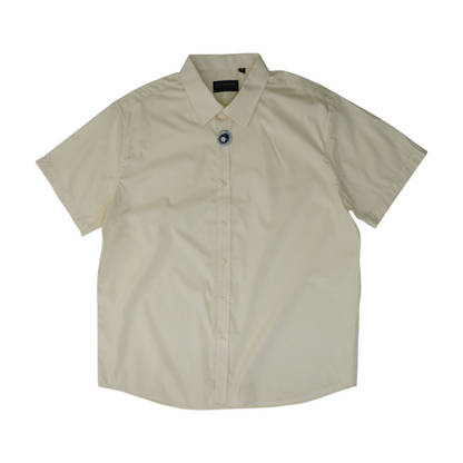 Ivory Solid Short Sleeve Button Down