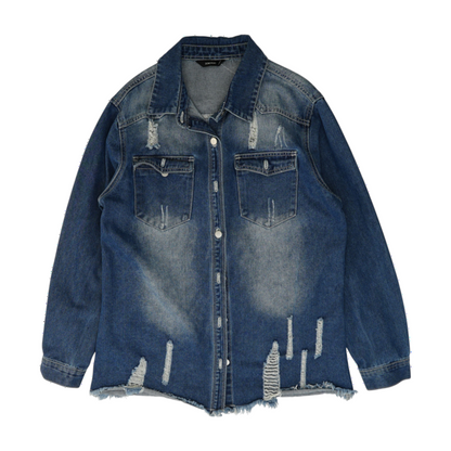 Blue Solid Denim Jacket