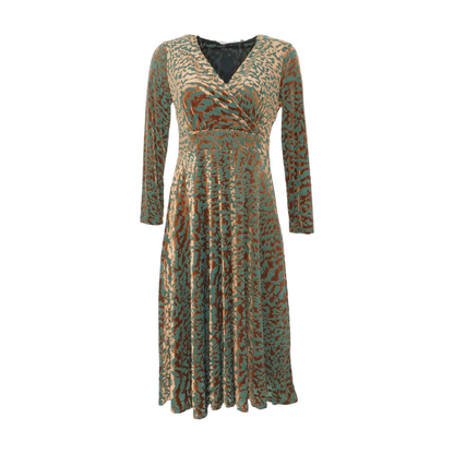 Green Petite Animal Print Midi Dress