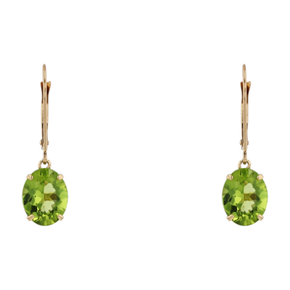 14K Yellow Gold Peridot Dangle Earrings