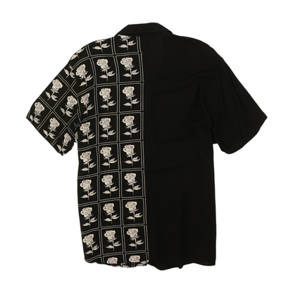 Black Floral Short Sleeve Button Down