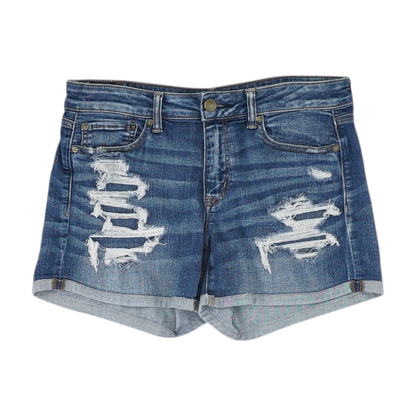 Blue Solid Denim Shorts