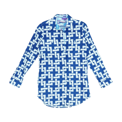 Blue Abstract Button Down