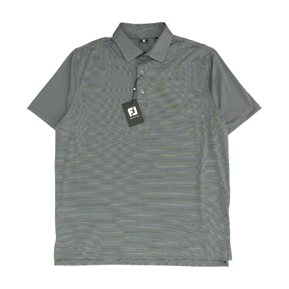 Gray Striped Short Sleeve Polo