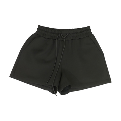 Black Solid Knit Shorts