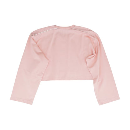 Pink Embroidery Detail Cropped T-Shirt