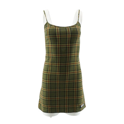 Green Plaid Mini Dress