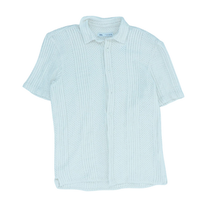 Ivory Solid Short Sleeve Button Down