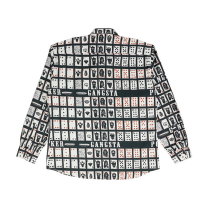 Black Print Long Sleeve Button Down