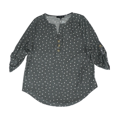 Fred David Gray Plus Size Polka Dot Blouse – Image 1