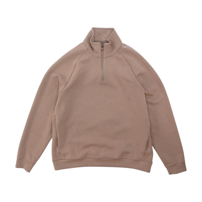 Brown Solid 1/4 Zip Pullover