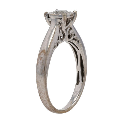3/8 Ct 10K White Gold Round Diamond Solitaire Engagement Ring