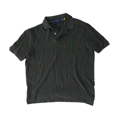 Gray Solid Short Sleeve Polo