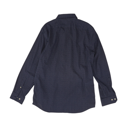 Navy Print Long Sleeve Button Down