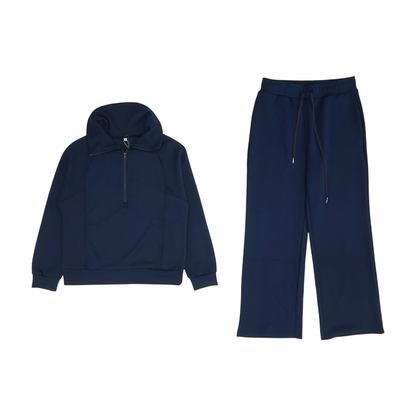 Navy Solid Pant Set
