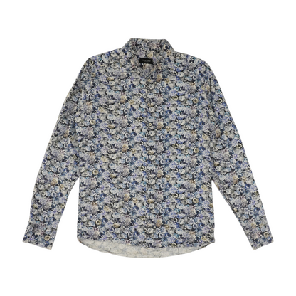 Blue Floral Long Sleeve Button Down