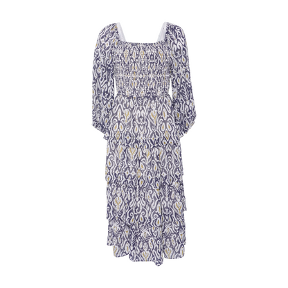 Navy Print Midi Dress