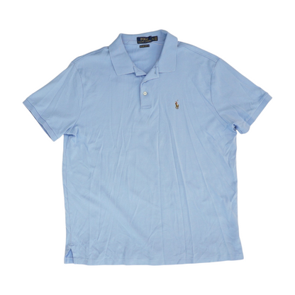 Blue Solid Short Sleeve Polo