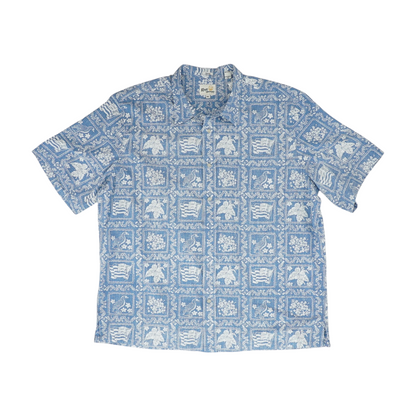 Blue Floral Short Sleeve Button Down