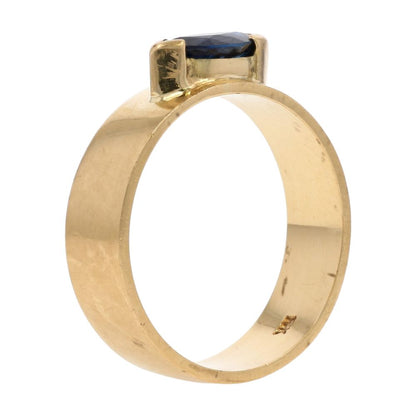 18K Gold East West Set Marquise Sapphire On Flat Band