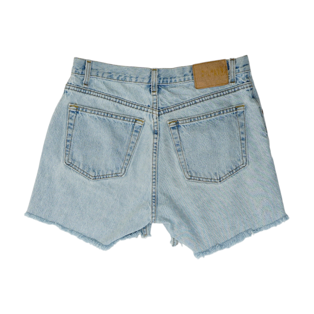 Blue Solid Denim Shorts
