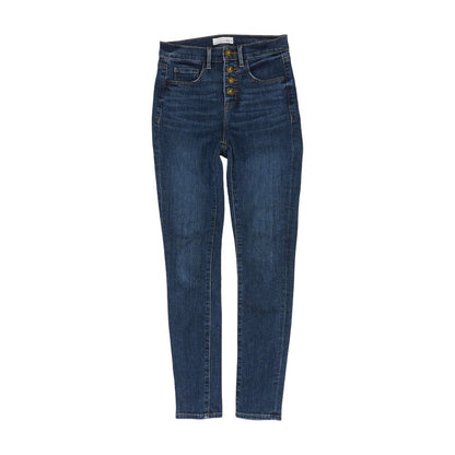 Blue Solid High Rise Slim Leg Jeans