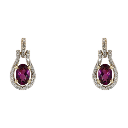 5/8 ctw 10K Yellow Gold Garnet Drop Earrings