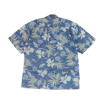 Vintage Blue Graphic Short Sleeve Button Down