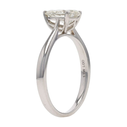 1 Ct 10K White Gold Lab Grown Diamond Cathedral Shank Engagement Ring