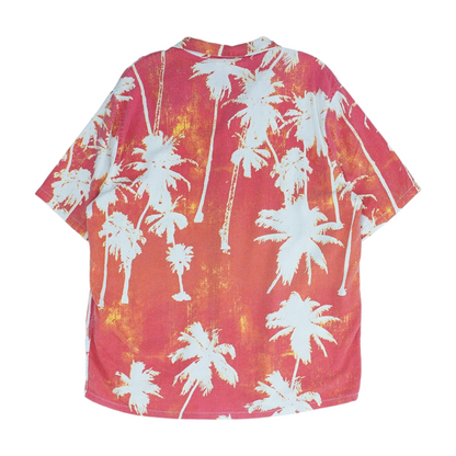 Red Tropical Short Sleeve Button Down