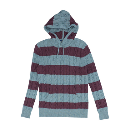 Gray Striped Hoodie Pullover