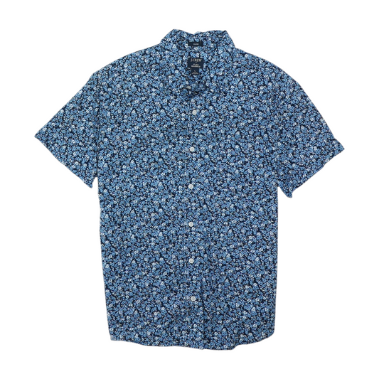 Blue Floral Short Sleeve Button Down