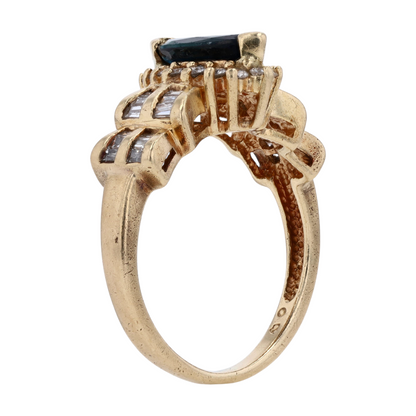 14K Yellow Gold Blue Stone Fashion Ring