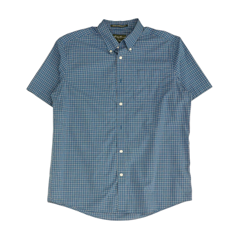 Blue Plaid Short Sleeve Button Down