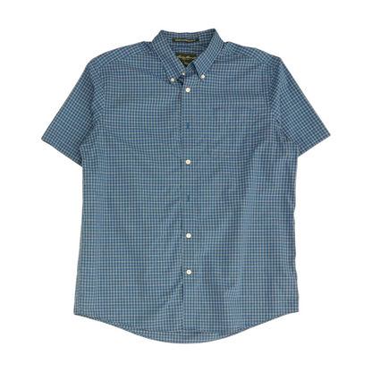 Blue Plaid Short Sleeve Button Down