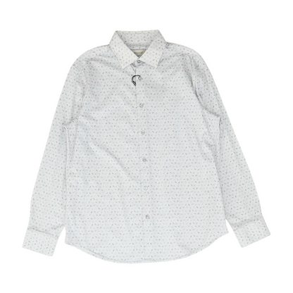 Gray Print Long Sleeve Button Down