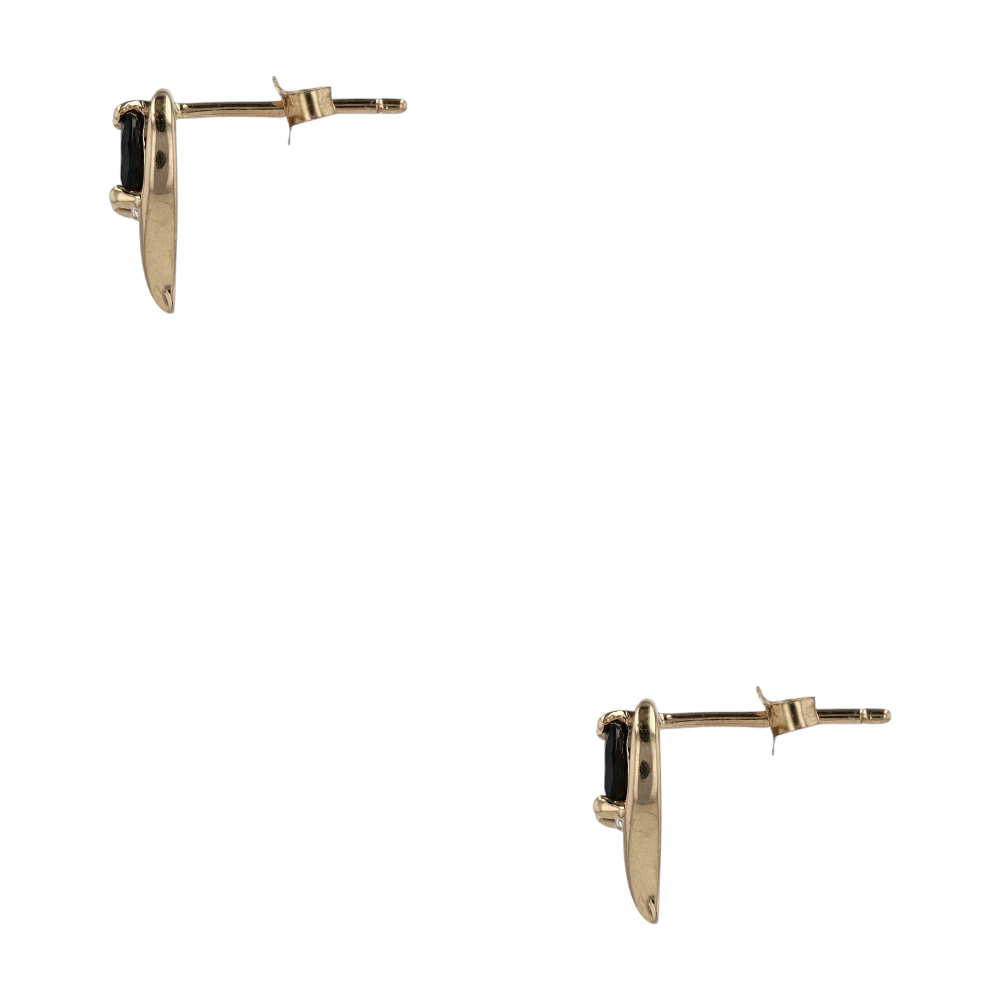 10K Yellow Gold Blue Stone Stud Earrings