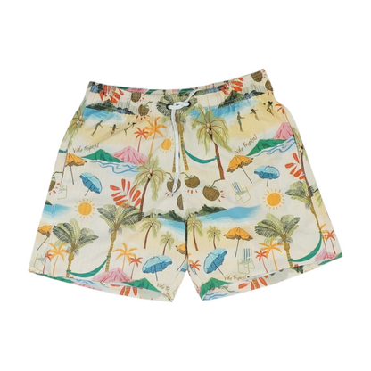Beige Tropical Swim Bottom