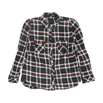 Burgundy Petite Plaid Button Down