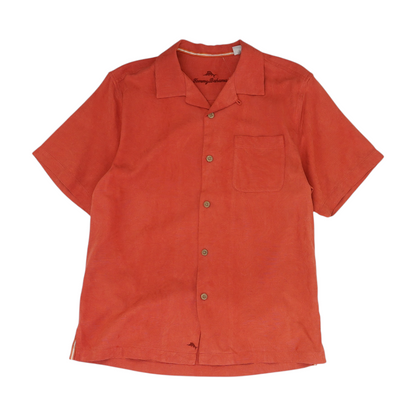 Coral Solid Short Sleeve Button Down