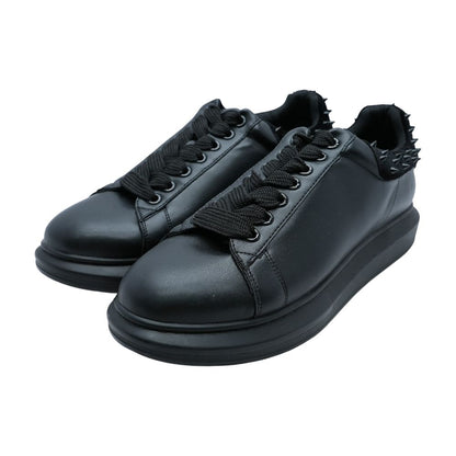 Black Leather Lace Up Casual Shoes
