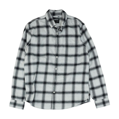 Gray Plaid Flannel Button Down