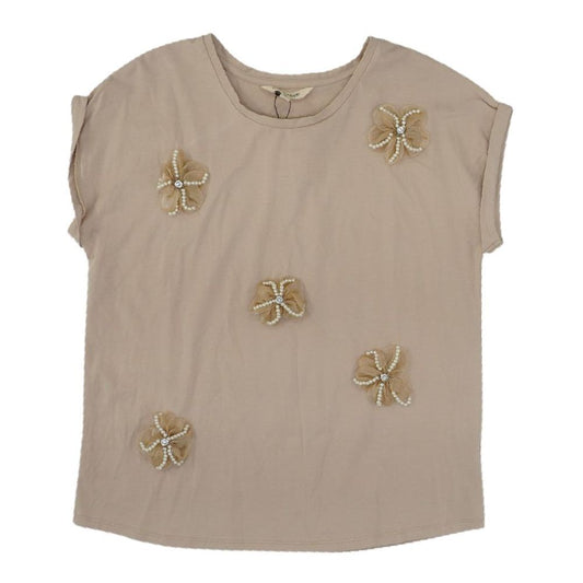 Tan Embroidery Detail Blouse