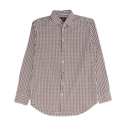 Maroon Check Long Sleeve Button Down