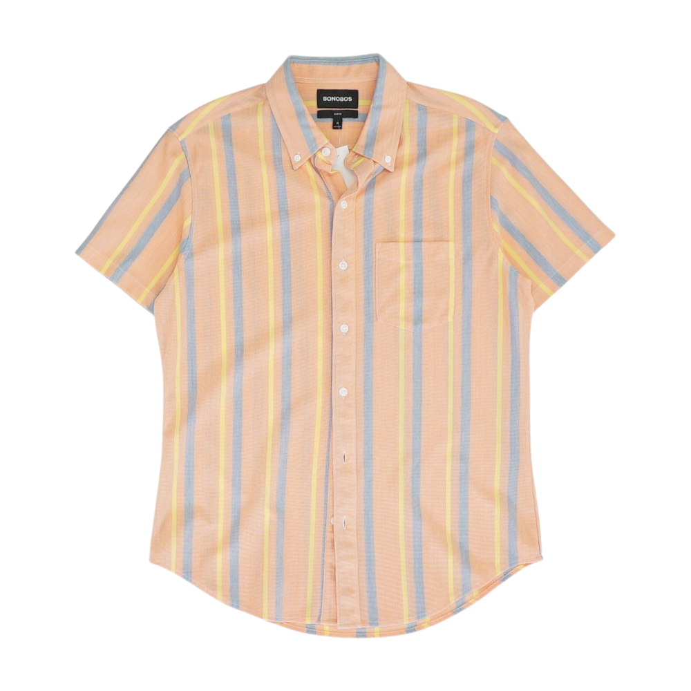 Orange Striped Short Sleeve Button Down