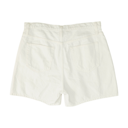 White Solid Denim Shorts