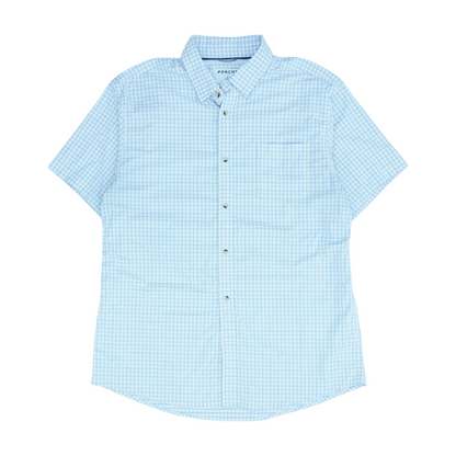 Blue Plaid Short Sleeve Button Down