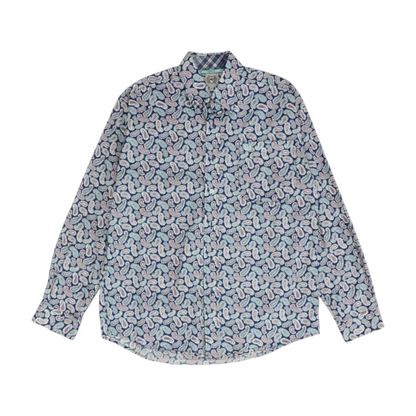 Navy Paisley Long Sleeve Button Down
